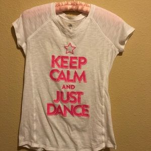 JUSTICE Casual white tee shirt pink vinyl print